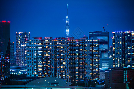 东京之夜 从东京大田港观望东京的夜景电信旅游建筑城市商业港区景点中心机构照明图片