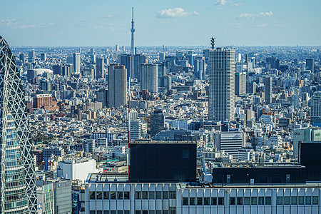 从东京市政厅天文台看到东京市风景的东京城景设施首都景点旅游企业形象建筑群商业建筑城市景观背景