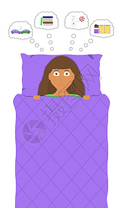 一个女人因为焦虑而睡不着觉 由于兴奋而失眠图片