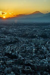 横滨市风 藤山和黄昏橙子建筑群城市景观蓝天建筑新年美景阴影太阳图片
