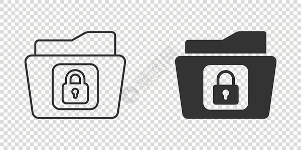 平面样式的文件夹权限图标 孤立背景上的文档访问矢量图解 秘密档案标志经营理念机密案件数据白色互联网网络挂锁密码隐私技术图片