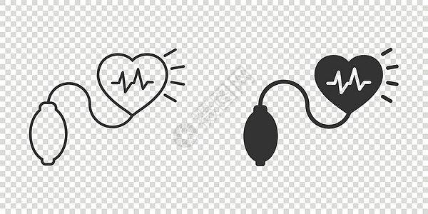 以平板风格显示的动脉血压图标 用孤立背景显示的心跳监测矢量插图 脉冲诊断代表商业概念检查器高血压仪表机器心血管心脏病学乐器考试压图片