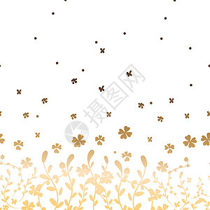 花卉矢量艺术无缝图案 边框 夏天 金色的草甸花朵在白色背景下被隔绝 黄色 粉红色 淡紫色的紫苑 菊花 树枝和树叶图片