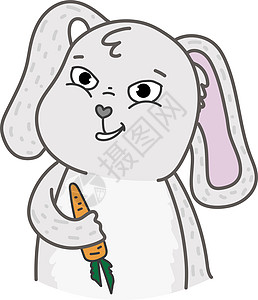 灰兔子矢量插图 复活节快乐图片
