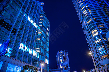 横滨市Kanagawa病房夜景路灯居住区牡蛎城市公寓房子图片