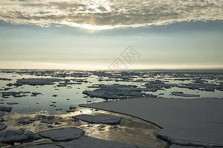 弗朗兹约瑟夫土地附近巴伦支海夏季的海冰天空危险全球旅游冷冻生态海洋气候变化环境旅行图片