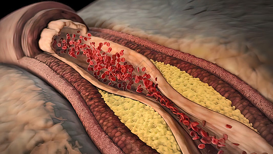 显微摄影显示含有胆固醇的凝固性醇斑块凝块插头插图生物血小板红细胞生理药品解剖学损害图片