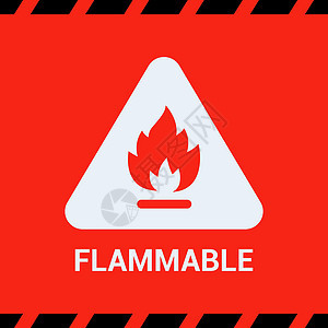 红色贴纸是易燃的 三角形着火 警告设施危险情况图片