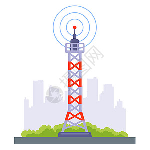 电讯塔的信号在城市上坠落图片