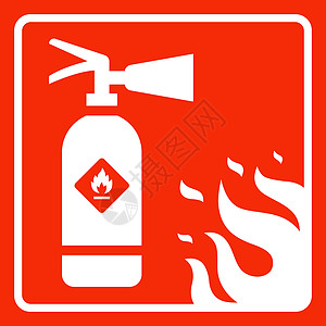 红色贴纸的红灯灭火器和火焰帮助风险警报灭火木板方法预防标签按钮说明图片