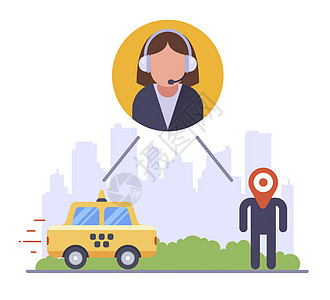 市的出租车呼叫中心路线命令城市经理汽车订购调度员网络服务车辆图片