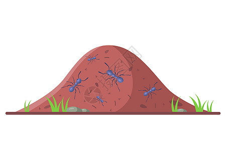 白底带小蚂蚁的山丘图片