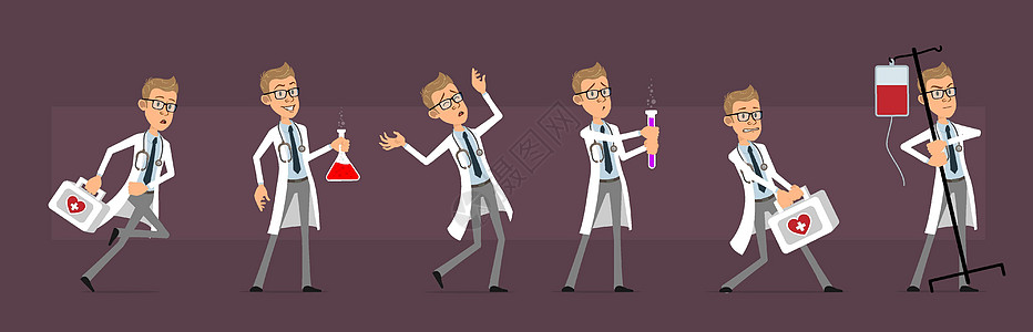 Cartoon 医生或科学家字符矢量注射器烧瓶男性男生微笑快乐男人斗争疫苗动画片图片