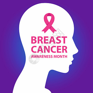 癌症海报 粉色丝带 头部概况图片