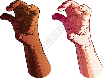 白色和黑白卡通人类双手矢量绘画插图手指信号草图手臂拇指女士黑色艺术图片