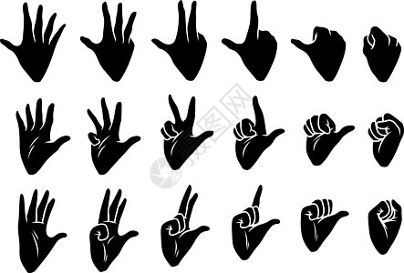 人类双手矢量图标集的卡通光影图卡通片收藏手臂艺术食指身体绘画棕榈拳头关节图片