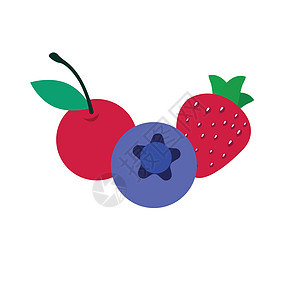 白色背景的矢量插图 孤立在白背景上 a 树枝 蓝莓 樱桃生长食物标识艺术荒野森林衬套林地收成覆盆子图片