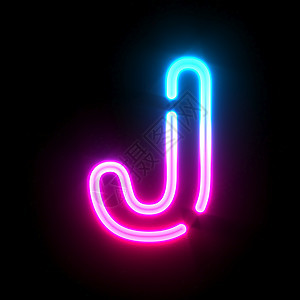 蓝色粉色荧光线管字体字母 J 3D图片
