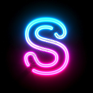 蓝色粉色荧光线管字体S 3D字母图片