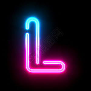 蓝色粉色荧光线管字体 L 3D字母图片