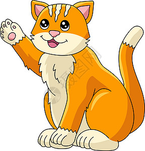 Cat 卡通彩色剪贴板插图动物颜色爪子艺术儿童小猫手绘孩子们孩子虎斑图片