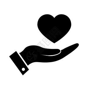 平板风格的心脏手心符号 Care 图标图片