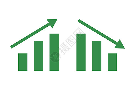 一套用于上升和下降的条形图的图标 商业和投资结果图片