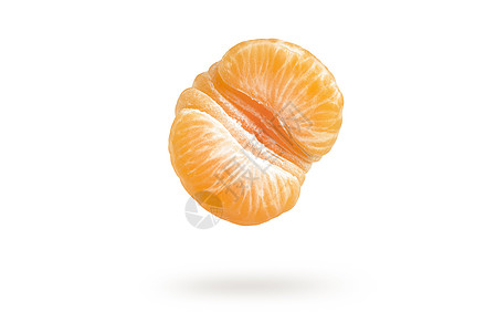 在白色背景上被孤立的普通话片落下 投入阴影 单部分橘子切片 用于插入项目或设计中   info whatsthis果汁小路橙子收图片