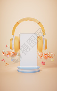 耳机和手机 3D翻接电话音乐立体声笔记唱歌交响乐收音机歌曲配饰曲线图片