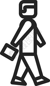 男人用公文包图标行走 去工作符号处图片