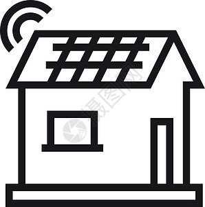 智能家庭图标 屋顶和互联网连接上有太阳能电池板的房屋图片