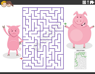 与卡通的母猪和小猪玩迷彩游戏图片