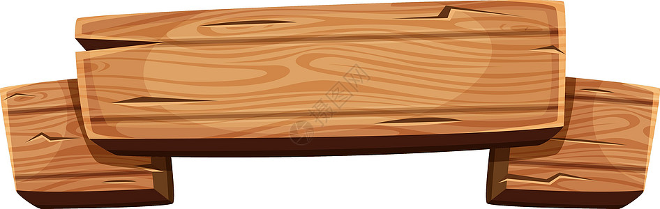 俯视木板Wooden 符号模板 游戏菜单的空面板插画