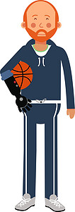 配有假肢臂的篮球运动员 包容性体育概念图片