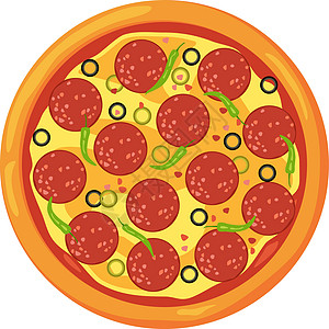 披萨顶端有腊肠切片的比萨饼 Pepperoni 漫画图标图片