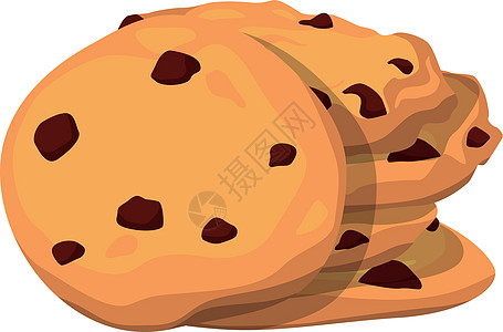 巧克力薯片饼干 自制面包店漫画图标图片