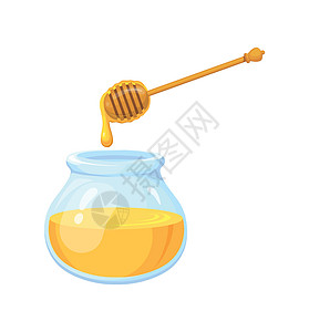 蜂蜜成分从木勺子滴到锅中 矢量说明(A/C 5/49/70 附件)图片