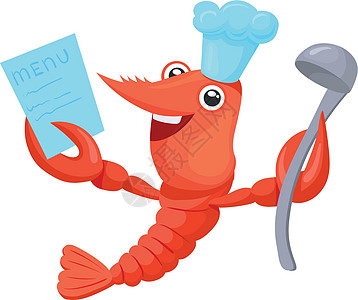 卡通龙虾厨师 有趣的海鲜餐馆吉祥物图片