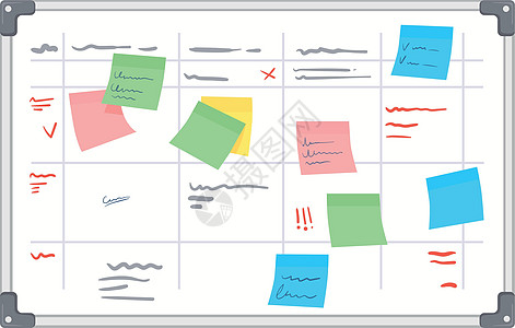 贴有颜色标签的板板 卡通任务管理概念高清图片