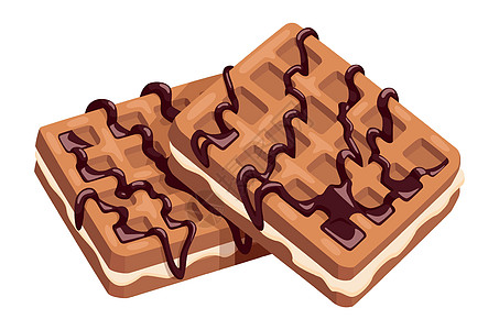 卡通白金华夫饼 巧克力卷饼和巧克力图片