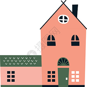 有圆窗的舒适粉红色房子 漂亮的建筑图片