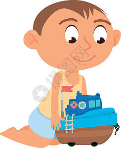 男孩玩船玩具 孩子快乐的性格图片