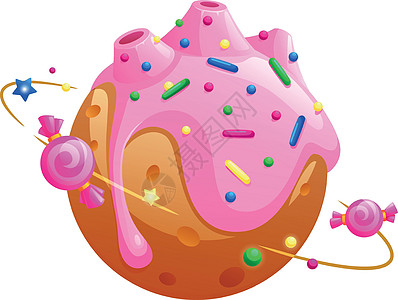 甜甜的卡通星球 空间糖果轨道小蛋糕图片