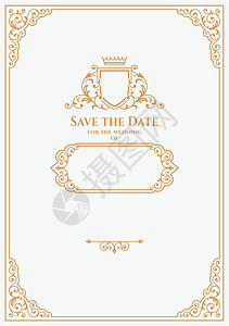 金色笔记式婚礼邀请框架 premium 模板图片