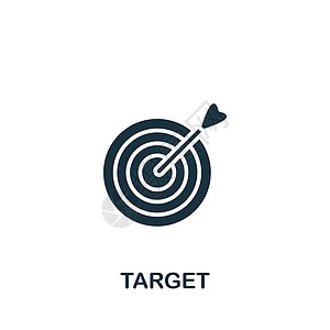 目标图标 单色简单数字营销图标 用于模板 网络设计和信息图的功能优势竞赛插图战略成功游戏运动解决方案市场挑战图片