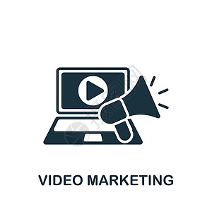 视频营销图标 单色简单数字营销图标 用于模板 网络设计和信息资料图等目的市场横幅活动网站插图引擎电子邮件社会互联网广告图片
