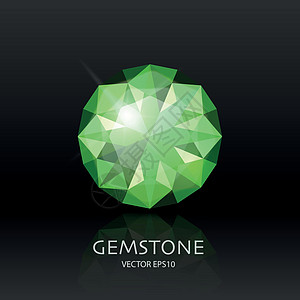 具有3D现实绿色透明宝石 钻石 水晶 埃默拉尔德 莱茵斯通关于黑色的检查 犹太人概念 Gem设计模板 克里普尔图片