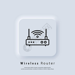 无线路由器图标 Wlan 路由器图标或徽标 矢量 EPS 10 白色用户界面 web 按钮 新拟态图片