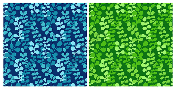 Eucalyptus 硅影无缝图案 在深底背景上用手画的叶片叶进行植物印刷设计 包装 布料设计简单花卉模式图片