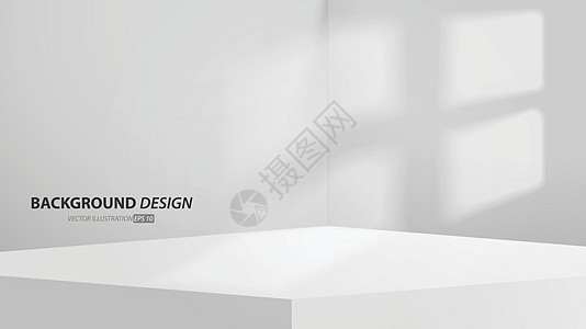 空灰色工作室表室和浅色背景 带有复制空间的产品展示 用于展示内容设计 用于在网站上宣传产品的横幅坡度桌子广告建筑学阳光小样场景太图片